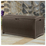 SUNCAST CORP Deck Storage Box, Brown Wicker-Look Resin, 50 x 25.6 x 25.5 In., 99 Gals.