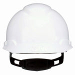 3M COMPANY SecureFit Hard Hat, White Non-Vented Cap Style, Ratchet Adjustment