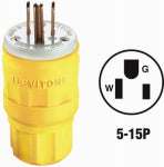 LEVITON MFG CO YEL 15A WETGUARD PLUG ELECTRICAL LEVITON MFG CO