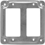 RACO INCORPORATED GFI Receptacle Box Cover, Double, Flat Corner Square, Exposed, Steel, 4 In.