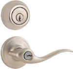 ASSA ABLOY AMERICAS RESIDENTIALINC. Satin Nickel Tustin Lever And Deadbolt Combo With SmartKey