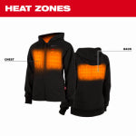 MILWAUKEE ELECTRIC TOOL CORP M12 Heated Hooded Sweatshirt, Cotton/Poly, With Battery & Charger, Black, M CLOTHING, FOOTWEAR & SAFETY GEAR MILWAUKEE ELECTRIC TOOL CORP