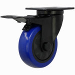 SHEPHERD HDWE. PROD., LLC. Blue Diamond TPU Wheel Caster, 4-In. D, Foot Activated Total Lock Break, 300-Lb. Load Capacity, 1-Pk