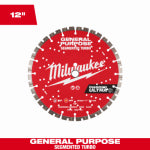 MILWAUKEE Milwaukee 49-93-7535 Saw Blade, 12 in Dia, 1 in Arbor, Diamond Cutting Edge, Segmented Rim TOOLS MILWAUKEE