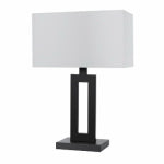 GLOBE ELECTRIC Table Lamp, Matte Black With White Linen Shade, 20-In.