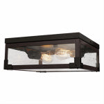 GLOBE ELECTRIC Williamsburg 2-Light Ceiling Fixture, Flush Mount, Seeded Glass Panes, Dark Bronze