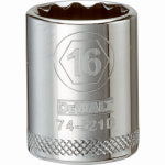 DEWALT DEWALT DWMT74521OSP Drive Hand Socket, 16 mm Socket, 3/8 in Drive, 12-Point, Steel, Polished Chrome Vanadium TOOLS DEWALT