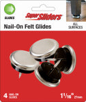 SHEPHERD HDWE. PROD., LLC. Super Sliders 1-1/16" Round Nail-on Furniture Glides Plastic, White, 4 Pack