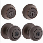 ASSA ABLOY AMERICAS RESIDENTIALINC. Cove Entry Door Lock Combo Set, 2 Hanldes & 2 Single-Cylinder Deadbolts, Venetian Bronze