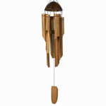 EVERGREEN, INC. Hand Carved Coconut Top Wind Chimes, 6 Bamboo Tubes LAWN & GARDEN EVERGREEN, INC.