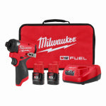 MILWAUKEE ELECTRIC TOOL CORP M12 12-Volt Subcompact Cordless Impact Driver Kit, Brushless Motor, 1/4 In., (2) Batteries & Charger TOOLS MILWAUKEE ELECTRIC TOOL CORP