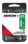 ARROW Arrow RLA1/8IP Pop Rivet, Long, 1/2 in Grip, 1/2 in L, Aluminum, 100/PK HARDWARE & FARM SUPPLIES ARROW