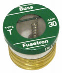 BUSSMANN Bussmann T-30 Plug Fuse, 30 A, 125 V, 10 kA Interrupt, Plastic Body, Low Voltage, Time Delay Fuse ELECTRICAL BUSSMANN