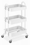 WHITMOR 3-Tier Metal Shelf Utility Cart, White, 13.35 x 17 x 31 In. HOUSEWARES WHITMOR