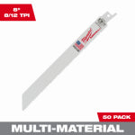 MILWAUKEE ELECTRIC TOOL CORP Sawzall Reciprocating Saw Blades, 8/12 TPI, 8 In., 50-Pk.