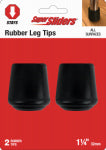 SHEPHERD HDWE. PROD., LLC. Super Slider Tips 1-1/4 inch Rubber Black 2 Pc