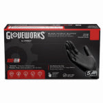 AMMEX CORPORATION Nitrile Industrial Work Gloves, Powder-Free, Black, Men's M, 100-Ct.