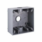 RACO INCORPORATED 2-Gang Weatherproof Box, (3) 3/4 in. Threaded Outlets, Gray