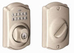 SCHLAGE LOCK Schlage BE365 V CAM 619 Electronic Deadbolt, Satin Nickel, Residential, 1 Grade, Metal, Turn Piece Interior Handle, Yes HARDWARE & FARM SUPPLIES SCHLAGE LOCK
