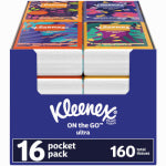 KIMBERLY-CLARK CORP On-the-Go Facial 3-Ply Tissues, Travel Size, 10 Tissues / Pk., 16-Pk.