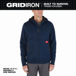 MILWAUKEE ELECTRIC TOOL CORP Gridiron Full-Zip Hooded Sweatshirt, Cotton/Poly, Blue, L