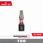 MILWAUKEE Milwaukee SHOCKWAVE 48-32-5014 Insert Bit, T25 Drive, Torx Drive, 1/4 in Shank, Hex Shank, 1 in L, S2 Steel TOOLS MILWAUKEE