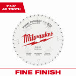 MILWAUKEE ELECTRIC TOOL CORP Circular Saw Blade, Fine Finish, 40 Teeth, 7-1/4 In. TOOLS MILWAUKEE ELECTRIC TOOL CORP