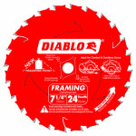 DIABLO Diablo D0724X3 Saw Blade, 7-1/4 in Dia, 5/8 in Arbor, 24-Teeth, Applicable Materials: Wood TOOLS DIABLO