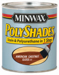 MINWAX Minwax PolyShades 614750444 Polyurethane, Gloss, Liquid, American Chestnut, 1 qt Can PAINT MINWAX
