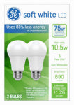 GE GE 93131321 LED Light Bulb, A19 Lamp, 75 W Equivalent, Medium Lamp Base, Non-Dimmable, Soft White/Warm White ELECTRICAL GE