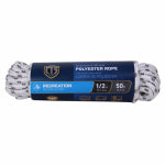 RICHELIEU AMERICA LTD. Polypropylene Rope, Diamond Braid, White/Gray, 1/2 In. x 50 Ft.