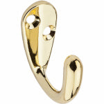 ASSA ABLOY AMERICAS RESIDENTIALI NC Wall Hook for Clothes, Single Prong, Bright Brass, 2-Pk.