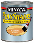 MINWAX Minwax PolyShades 214704444 Wood Stain and Polyurethane, Gloss, Classic Oak, Liquid, 0.5 pt, Can PAINT MINWAX