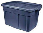 RUBBERMAID Rubbermaid Roughneck RMRT140008 Nestable Storage Box, Polyethylene, Dark Indigo, 23.9 in L, 15.9 in W, 12.2 in H HOUSEWARES RUBBERMAID
