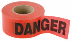 HANSON C H CO "Danger" Barricade Tape, Red Weatherproof Vinyl, 3 In. x 1,000 Ft.