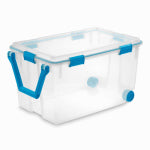 STERILITE Sterilite 19434303 Wheeled Gasket Box, 120 qt, Latches Locking, Plastic, Blue Aquarium, Ergonomic Handle HOUSEWARES STERILITE