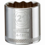 DEWALT DEWALT DWMT74186OSP Drive Hand Socket, 21 mm Socket, 3/8 in Drive, 12-Point, Steel, Polished Chrome Vanadium TOOLS DEWALT