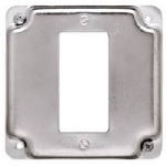 RACO INCORPORATED GFI Receptacle Box Cover, Single, Flat Corner Square, Steel, 4 In.