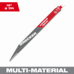 MILWAUKEE ELECTRIC TOOL CORP Sawzall Wrecker Reciprocating Saw Blade, Carbide Teeth, 6 TPI, 12 In.