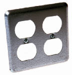 RACO INCORPORATED Receptacle Wall Plate Cover, Double Duplex, Steel, 4 In.