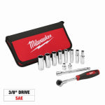 MILWAUKEE ELECTRIC TOOL CORP 12-Pc. SAE Deep-Well Ratchet & Socket Set, 3/8 In. Drive TOOLS MILWAUKEE ELECTRIC TOOL CORP