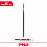 MILWAUKEE Milwaukee 48-32-4802 Power Bit, #2 Drive, Phillips Drive, 1/4 in Shank, Hex Shank, 6 in L, Steel TOOLS MILWAUKEE