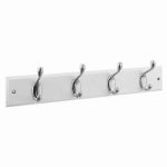 ASSA ABLOY AMERICAS RESIDENTIALI NC Hook Rail, 4 Satin Nickel Hooks, White Rail, 18 In. HARDWARE & FARM SUPPLIES ASSA ABLOY AMERICAS RESIDENTIALI NC
