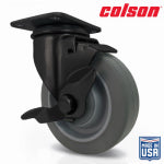 SHEPHERD HDWE. PROD., LLC. 4 in. Gray TPR and Black Swivel Plate Caster with Locking Brake HARDWARE & FARM SUPPLIES SHEPHERD HDWE. PROD., LLC.