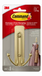 COMMAND Command 17036BR-ES Double Hook, 4 lb, 1-Hook, Plastic, Gold, Satin Brass HARDWARE & FARM SUPPLIES COMMAND