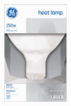 GE GE 37770 Heat Lamp, 250 W, BR40 Lamp, Medium E26, E24 Lamp Base, 2200 Lumens, Red Light, 5000 hr Average Life ELECTRICAL GE
