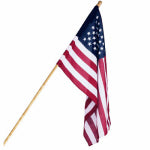 ANNIN FLAGMAKERS U.S. Flag Set, Polycotton, 5 Ft. Wood Pole, 2.5 x 4 Ft.