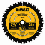 DEWALT DEWALT DWA171424 Circular Saw Blade, 7-1/4 in Dia, 5/8 in Arbor, 24-Teeth, Applicable Materials: Wood, 1/PK TOOLS DEWALT