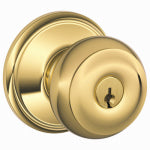 SCHLAGE LOCK Schlage F Series F51A VGEO505K4 Entry Knob, Georgian, Knob Handle, Bright Brass, Metal, 2-3/4 in Dimensions HARDWARE & FARM SUPPLIES SCHLAGE LOCK