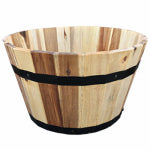 SYNDICATE HOME & GARDEN Wood Barrel Wood Planter, 16 x 9.5 In.